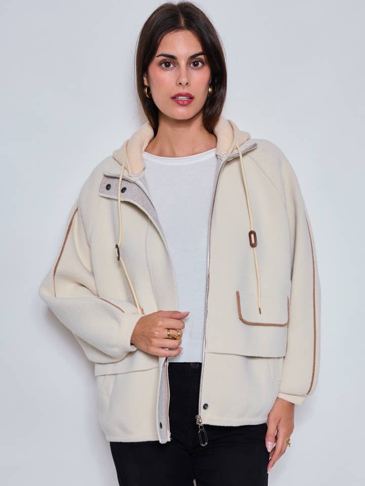 Jacket with removable hood for wholesale by KY CREATION PARIS