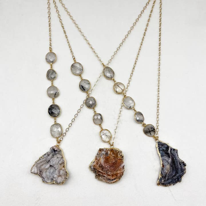 ASYMMETRICAL GALAXY QUARTZ NECKLACE for wholesale by Olivia Grace Jewelry