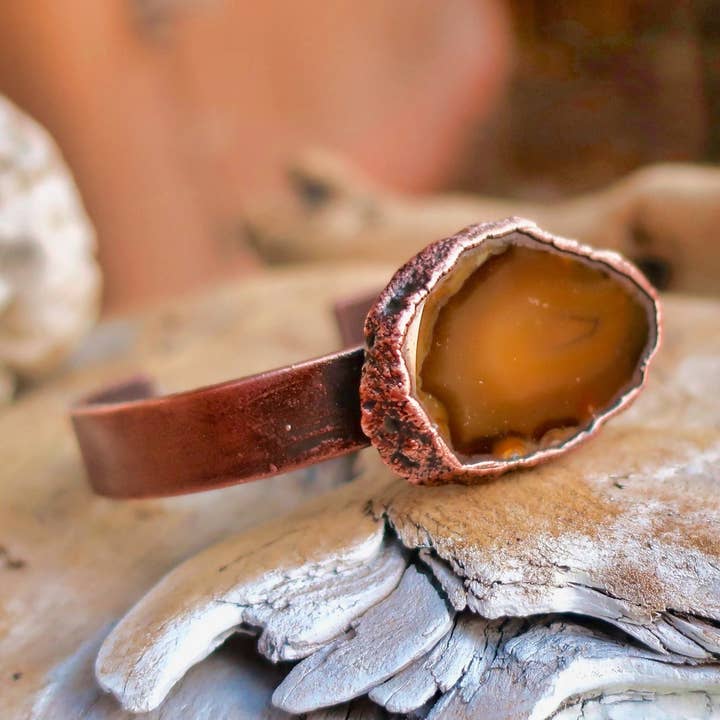Agate Copper Cuff - Grounding Crystal by Blackbird & Sage for wholesale by Blackbird & Sage Jewelry