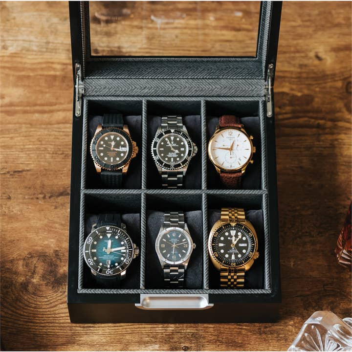 Case Elegance - Venta al por mayor Joyero/organizador de joyas - Caja moderna para relojes 2x3, 6 ranuras
