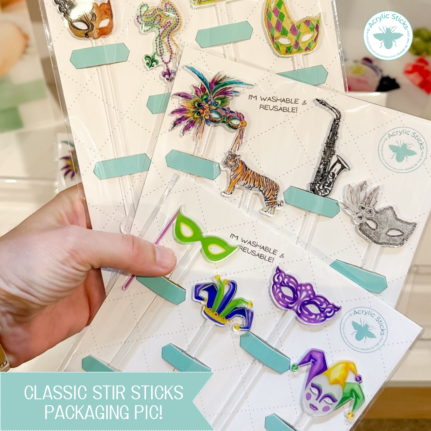 XO ACRYLICS | ACRYLIC STICKS - Wholesale Drink Stirrer - WILD TIGER ACRYLIC STIR STICKS4