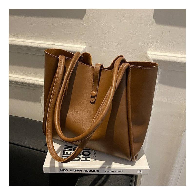 UZ Wholesale Store – wholesale Tote bag – Women's – Solid Color Minimalist Handheld Single Shoulder Tote Leather Bag4