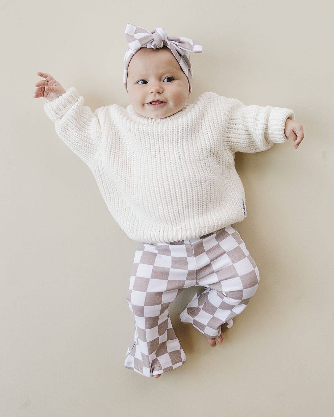 Lucky Panda Kids - Wholesale Pants - Baby - Checkered Flare Pants | Latte7