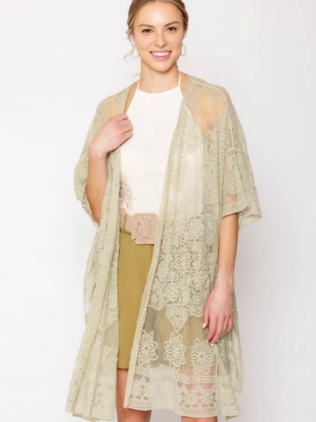 Bloemenkant Kimono voor wholesale door Do Everything In LoveĀ®