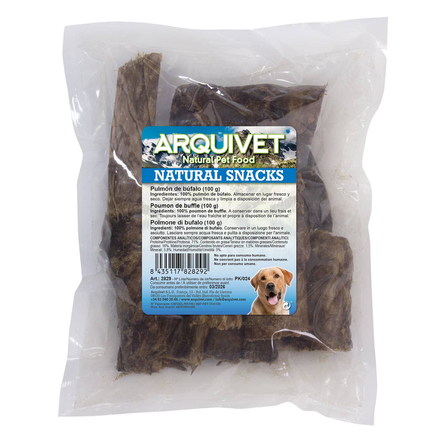 ARQUIVET, S.L.U. - Wholesale Pet Treats - Dog - Veal Lung 100 Gr1