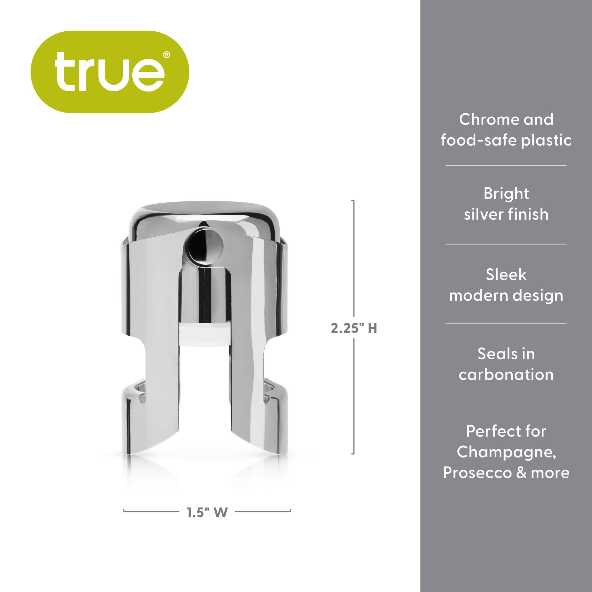 TRUE - Wholesale Wine Stopper - Fizz Chrome Champagne Stopper Silver or Gold6