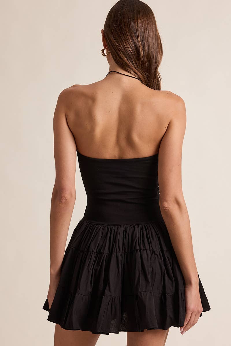 Sky to Moon - Wholesale Dress - Women's - SOLID COLOR DROP-WAIST TIERED TUBE MINI DRESS2