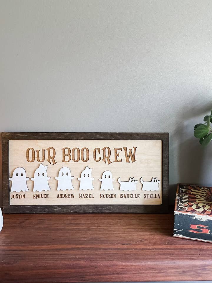 Custom Family Halloween Sign Our Boo Crew for wholesale by Hazel + Bloom Co