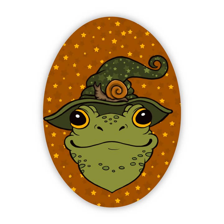 Witch Frog Sticker for wholesale by Earthenwood Studio