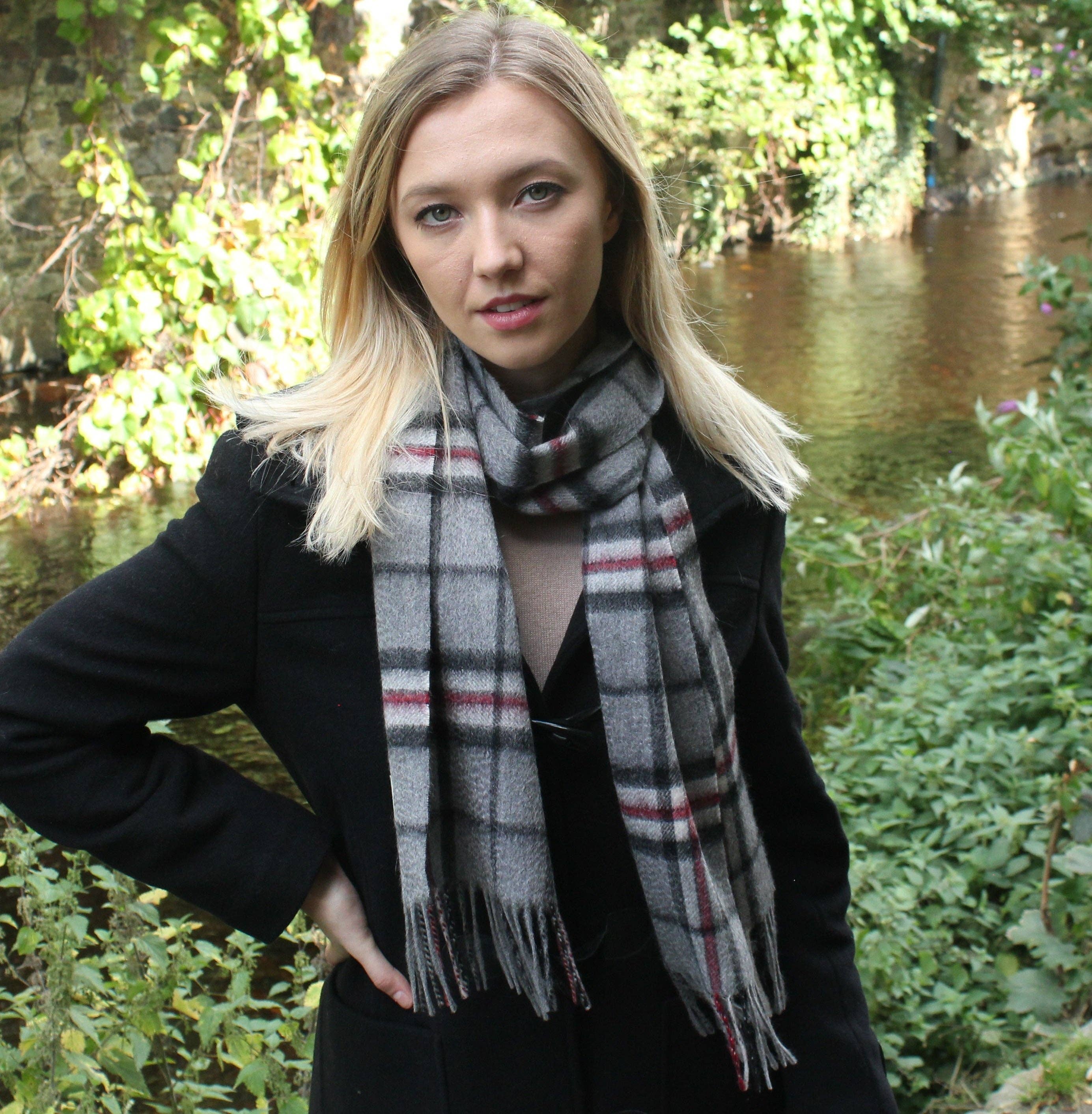 The Scotland Kilt Company - Wholesale Scarf - Women's - Glenmore 100% Lambswool Tartan Scarf - Thomson Grey2
