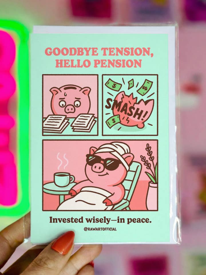 Carte de retraite – Adieu Tension Bonjour Pension Cadeau pour la vente par Hot Mess Paper Co.