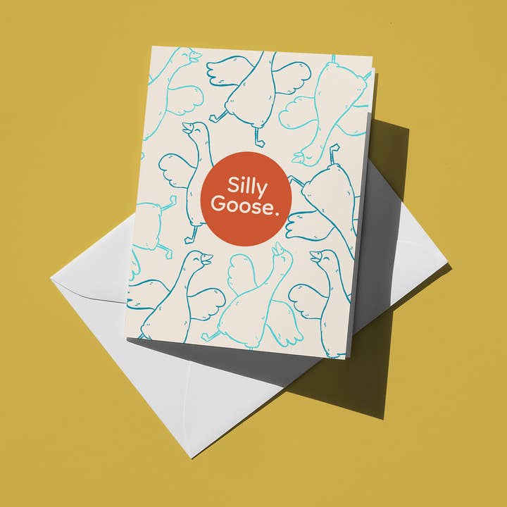 Silly Goose Stylish Blank Note Card for wholesale by Henny Penny Studio