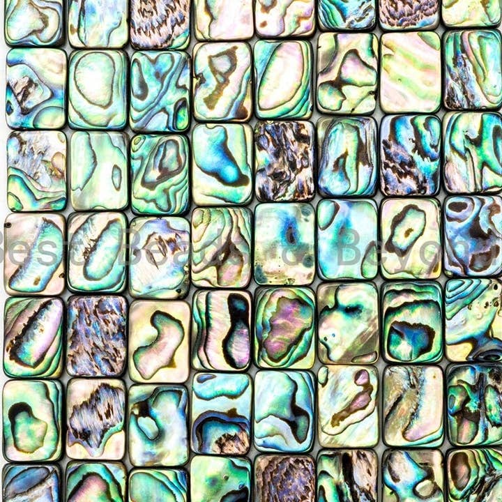 BestBeads&Beyond - Wholesale Beads - Quality Natural Abalone Flat Rectangle Shell beads Strand1