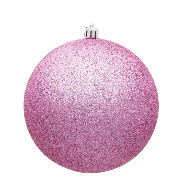 Vickerman 6" Pink Glitter Ball Ornament, 4 per Bag for wholesale by Vickerman