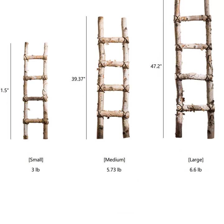 Rustic Reach - Wholesale Free Standing Shelf - White Birch Wood Decorative Ladder