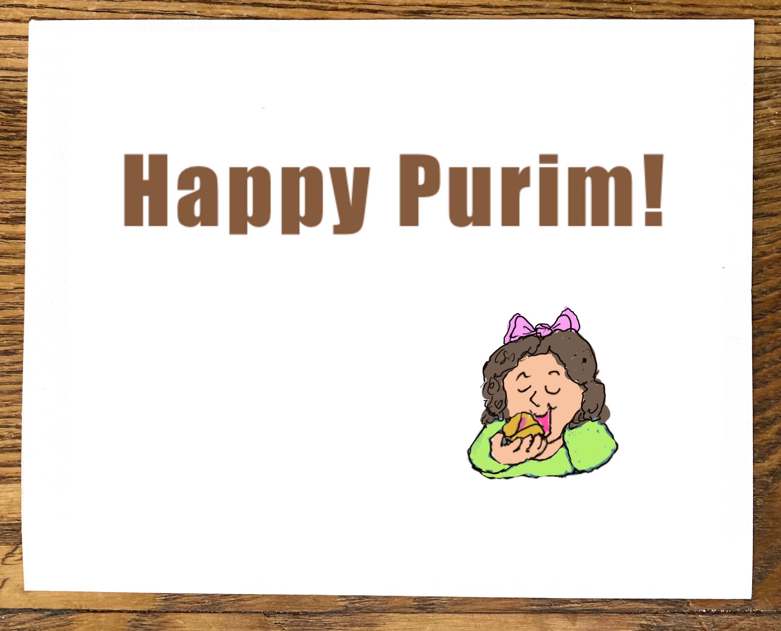 Cards by Charlot - Wholesale Everyday Greeting Card - Purim:  Hamantaschen (Girl)1