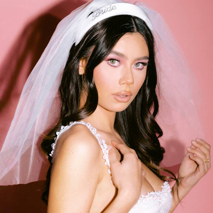 xo, Fetti - Wholesale Party Hat/Crown - Bachelorette Party Bridal Gift Headband w/ Removable Veil