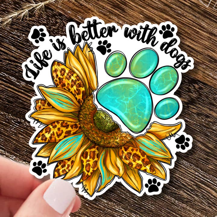Life Is Better with Dogs Stickers & Magnet / Dog Paw for wholesale by Kenjia Design