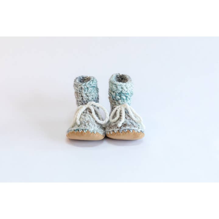 Sea Glass-handmade soft sole slip-on stay-on wool booties for wholesale by Huddy Buddies