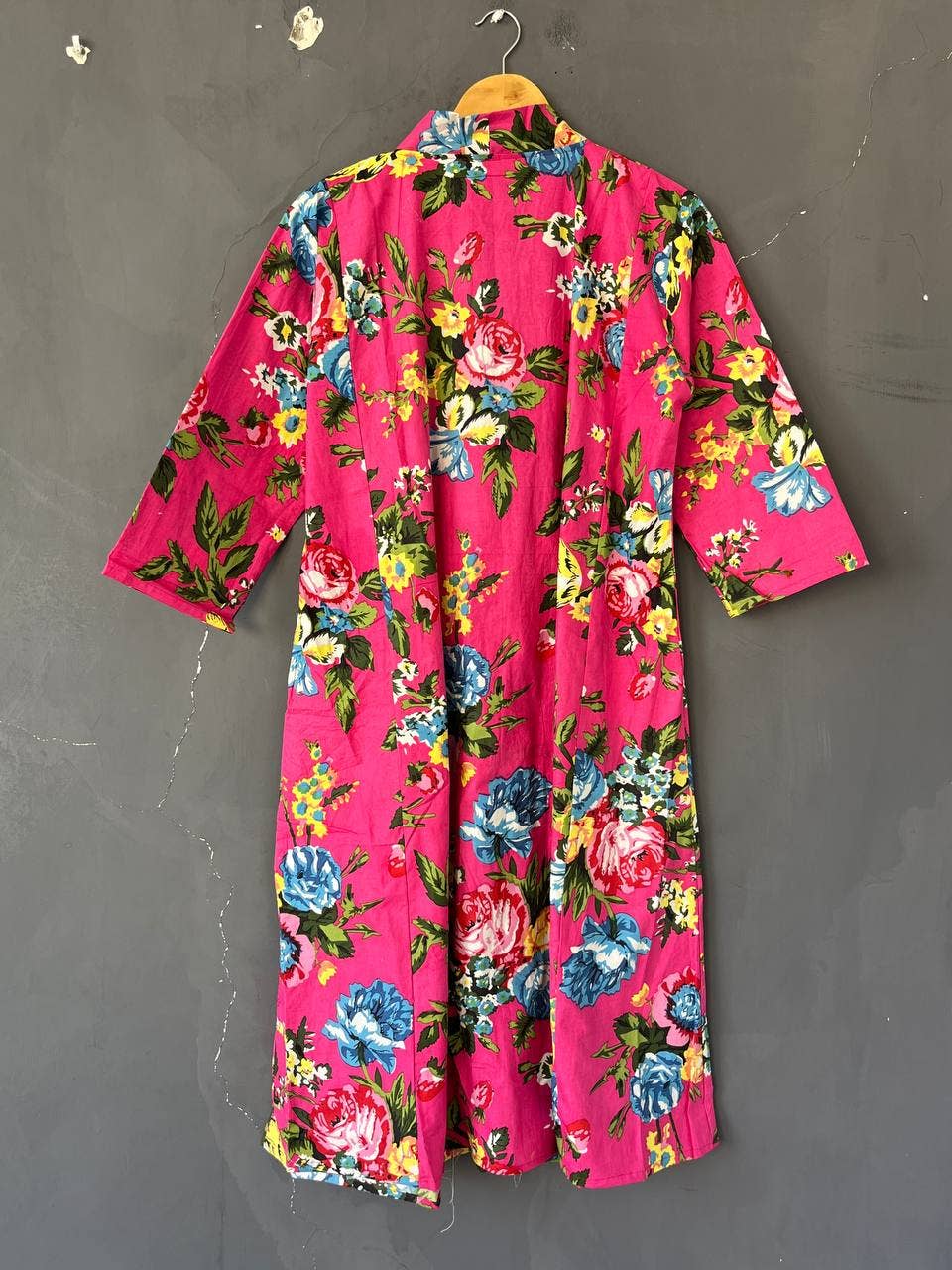 Bhawana Handicrafts - Wholesale Dress - Women's - Pink Floral Printed Cotton Long Night Maxi Dress Handmade4