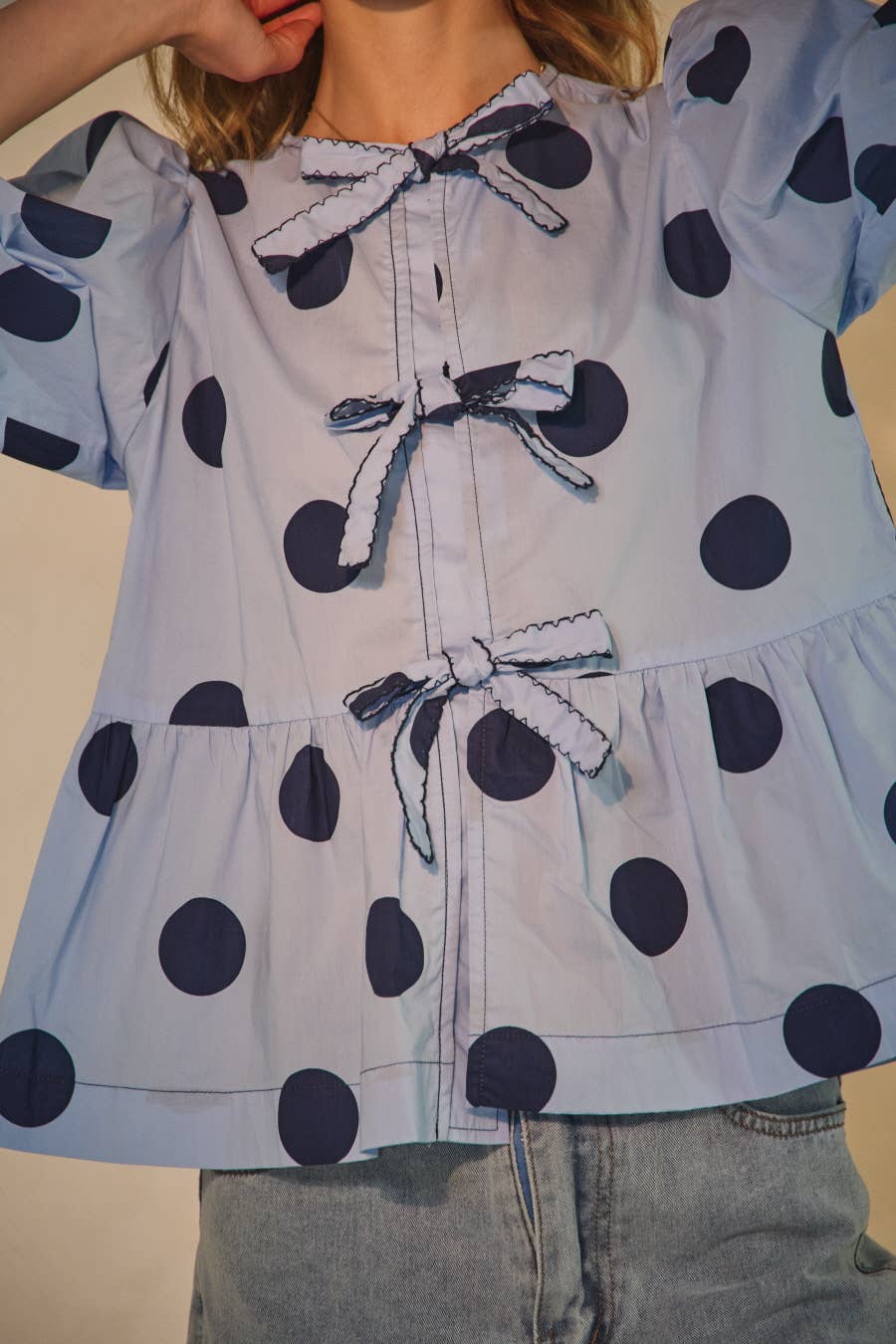 Oddi - Wholesale Blouse - Women's - Polka Dot Printed Puffed Sleeve Blouse5