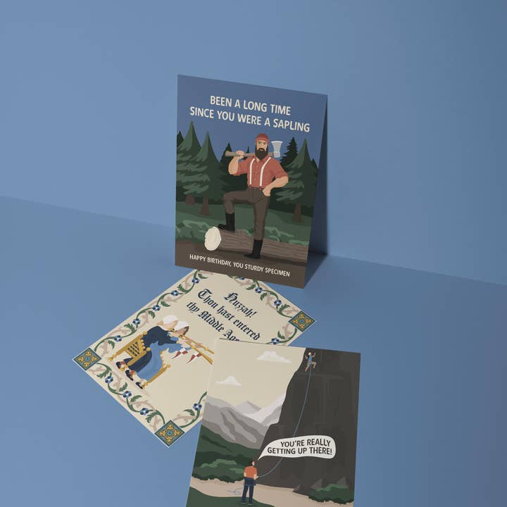 Katiebird Prints - Wholesale Birthday Card - Old-Climber - Funny Birthday - Rock Climbing Card - Aging1