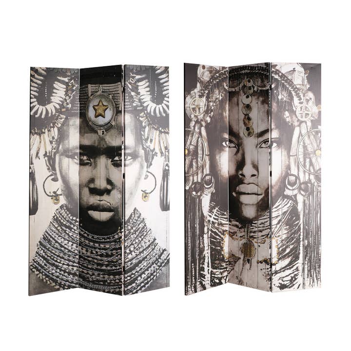 Paravento Etnico In Tela Stampata Crema 120X2X180cm per la vendita all'ingrosso da parte di B&B