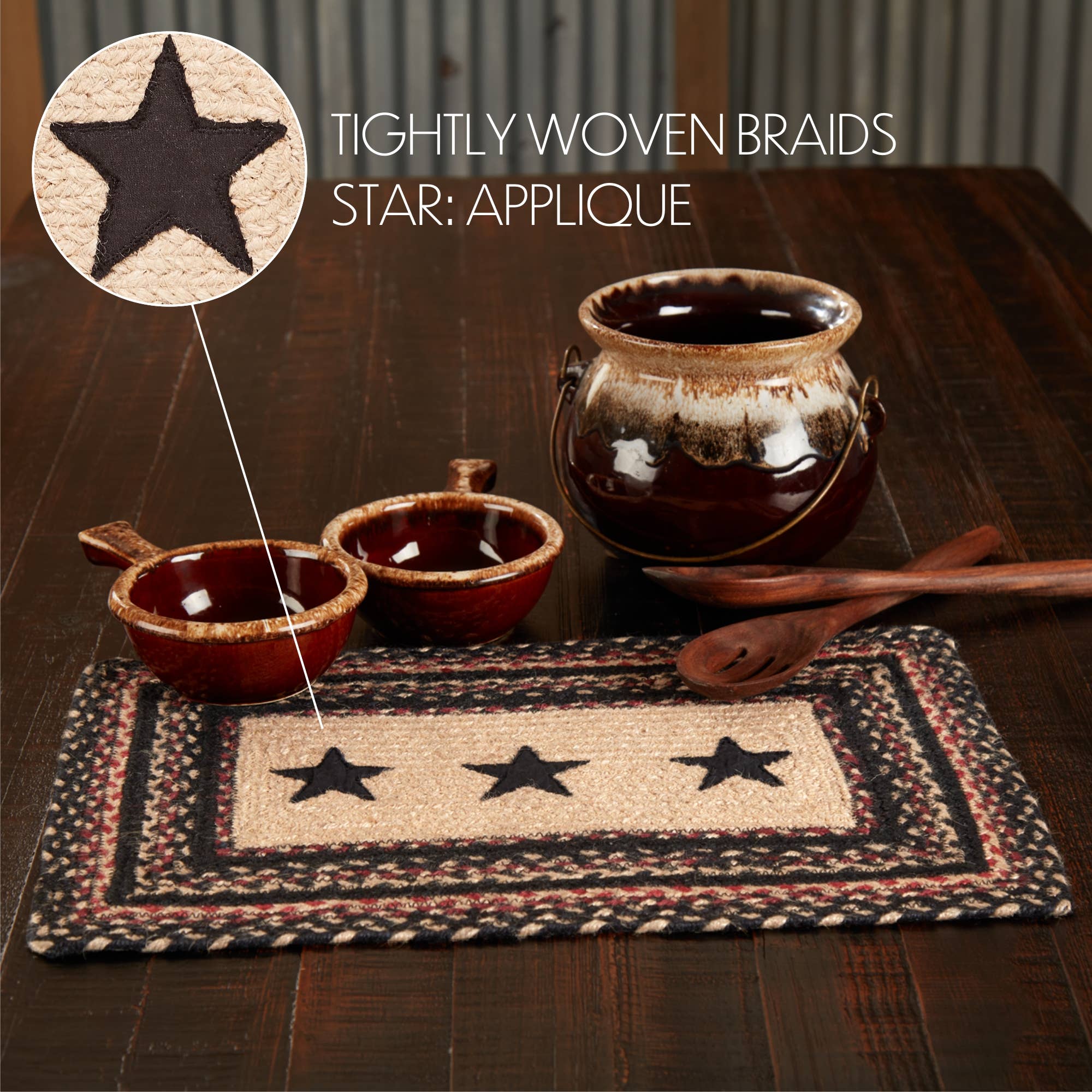 VHC Brands - Vente Sets de table - Set de table Colonial Star Jute Rect 12x181