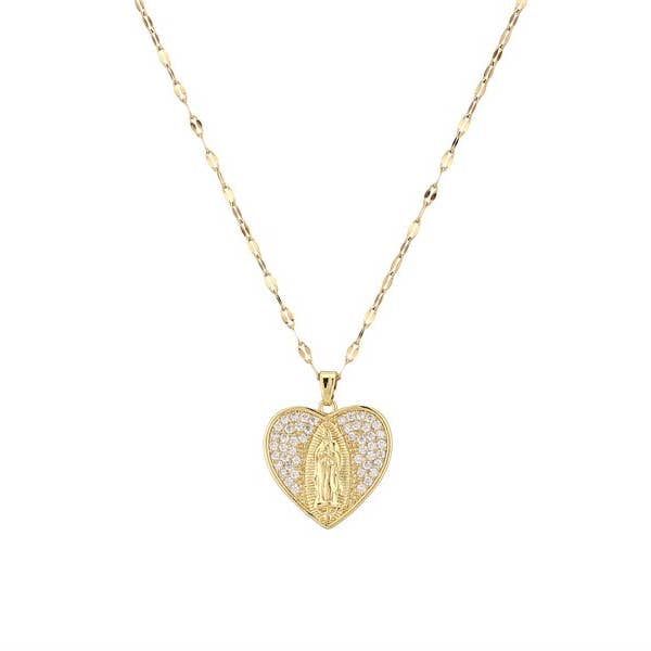 Nima Accessories Inc - Wholesale Pendant/Charm Necklace - Virgin Mary Heart Crystal Pendent Ladies Necklace