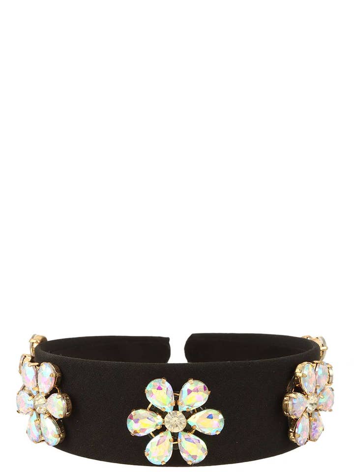 CRYSTAL FLOWER DECORATED HAIR BAND CHD1023- for wholesale by anbfashion