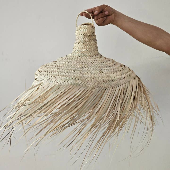 Luz pendente em folha de palmeira, abajur de palha por atacado de Moroccan Natural bazaar