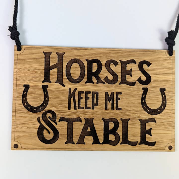 Chikai Shop - Wholesale Door Hanger - Horses keep me stable oak wood door sign, horse door hanger1