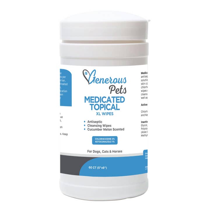 Healthy Breeds - Wholesale Pet Grooming Aid - Dog - Generous Pets Medicated Topical XL Wipes 60 Count