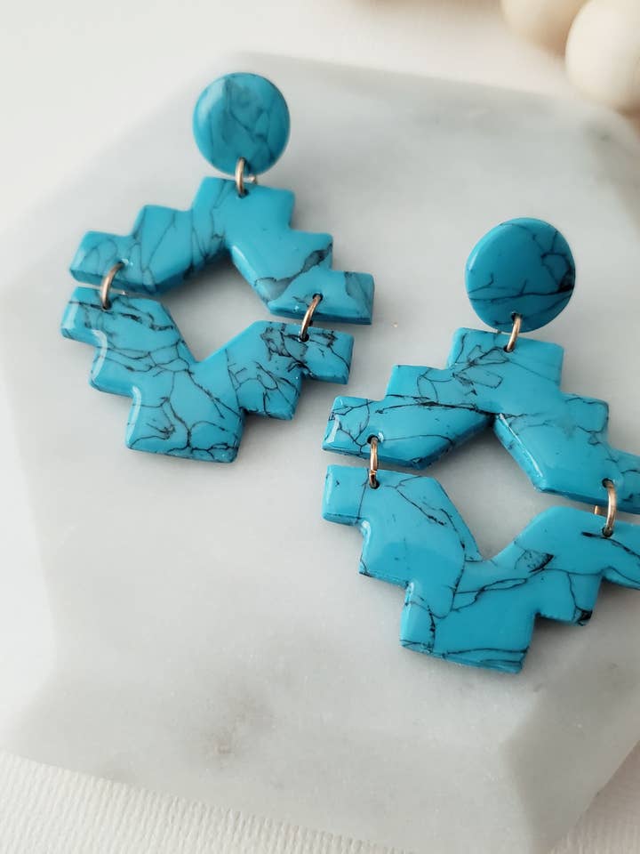 the Cheyanne | Faux Turquoise Clay Stud Statement Earrings for wholesale by LulaLina Design