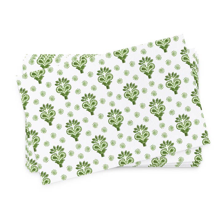 Ellen Davis Creative - Wholesale Wegwerpplacemat - Papieren placemats met groene blokprint | Set van 242