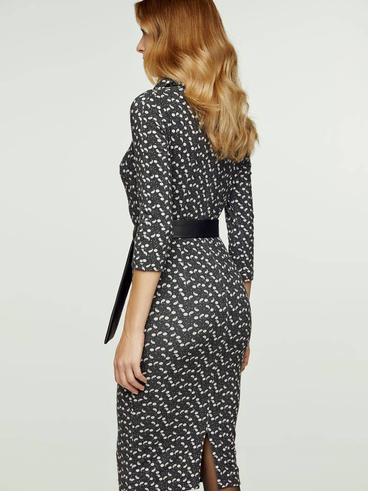 Abito stampato aderente con cintura per la vendita all'ingrosso da parte di conquista