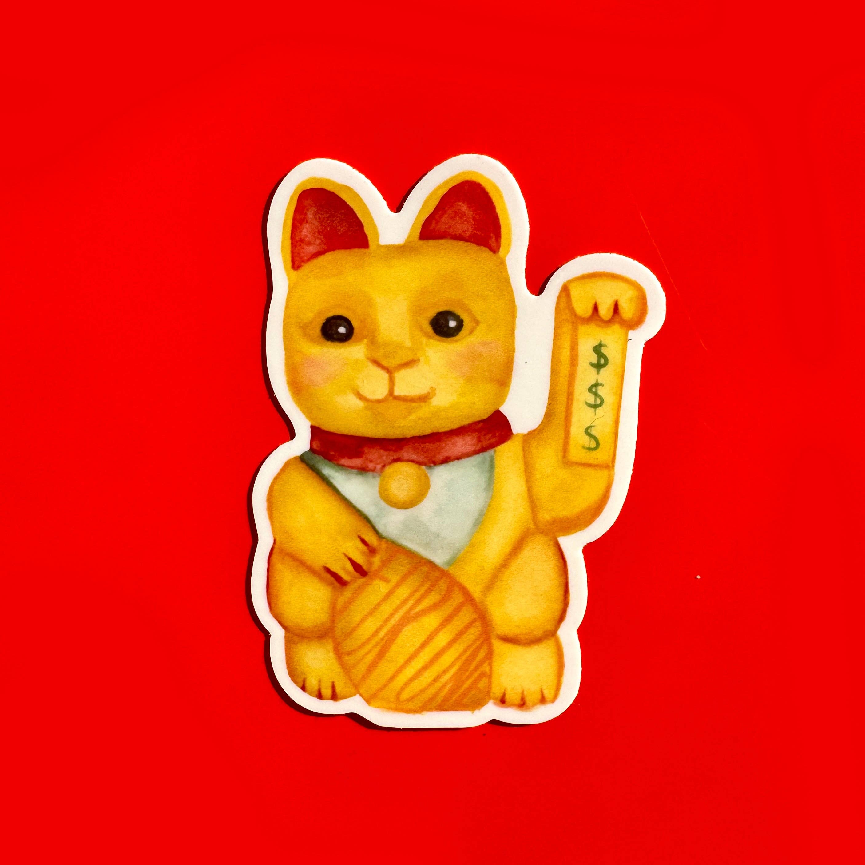 Menmin Made - Wholesale Sticker - Lucky Cat Watercolor Sticker0