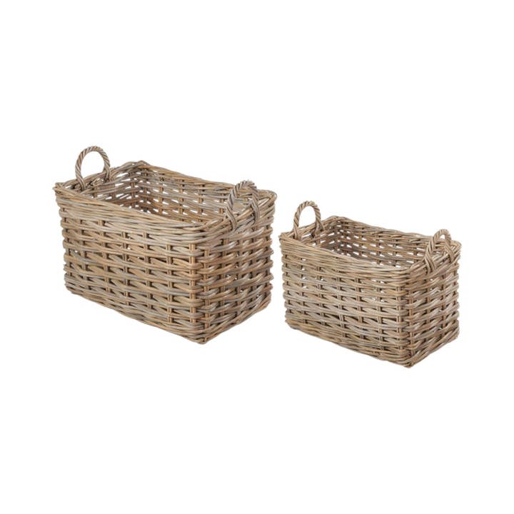 Conjunto de 2 Cestos de Armazenamento Retangulares Cinzentos Kubu por atacado de Red Hamper