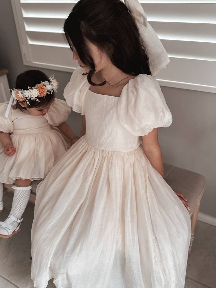 A Little Lacey - Wholesale Dress – Kids - Lucy Girls Champagne Midi Dress1