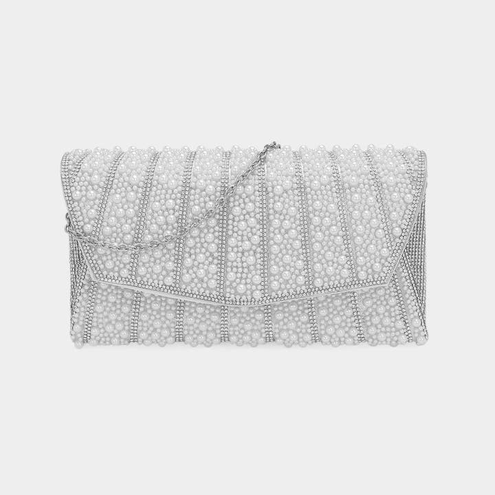 Sensibling Corp. - Vendita all'ingrosso Pochette - Donna - Pochette da sera con patta decorata con pietre di perle