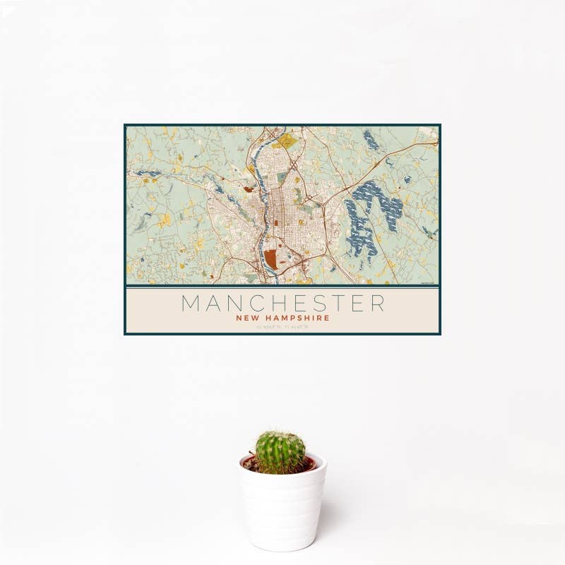 JACE.design - Wholesale Art Print - Manchester NH Map Print Woodblock1