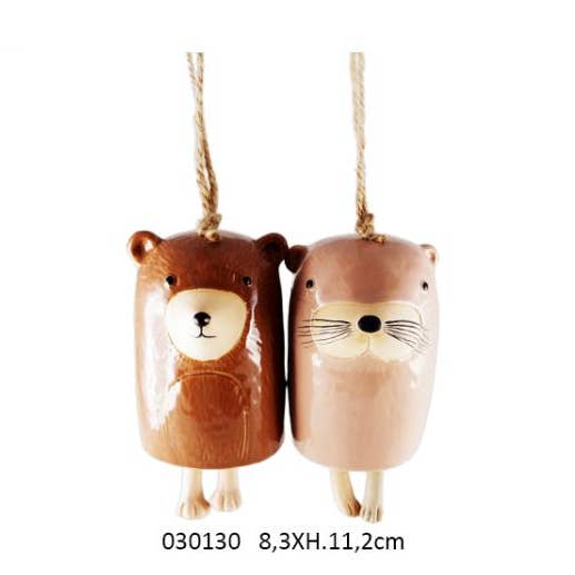 Otter And Brown Beige Bear Chime 7.9/8.3 X H.11.2 cm for wholesale by Faye