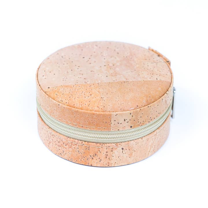 Meninas Bonitas Cork - Venta al por mayor Joyero/organizador de joyas - Caja redonda de corcho natural para guardar joyas L-1013