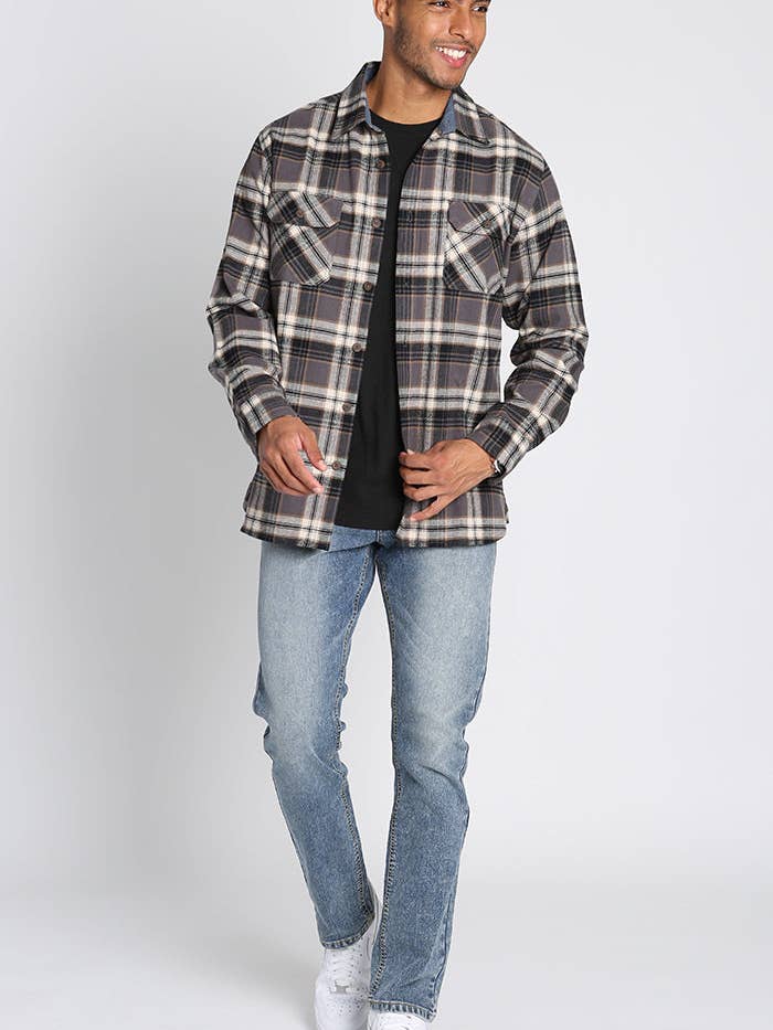 JACHS NY - Wholesale Button Down Shirt - Men's - Brawny Flannel & Thermal 2-Pack