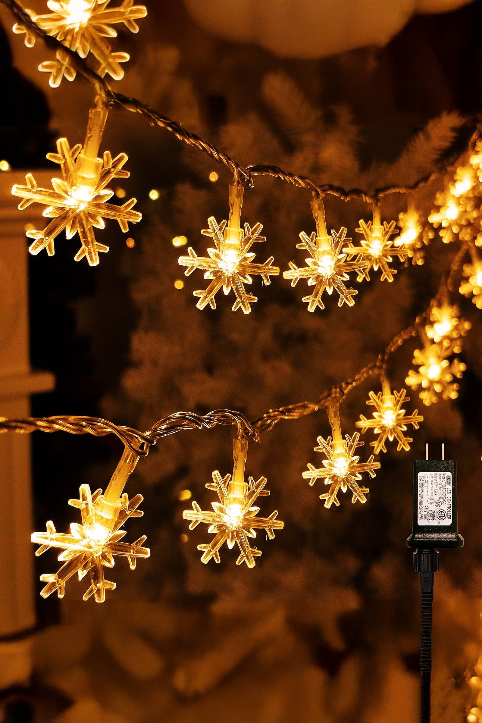 Snowflake Spangled Warm White Led String Lights for wholesale on Faire1