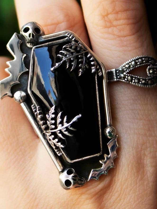 Coffin Black Onyx Ring, AR-6826 for wholesale by Ambra Jewels