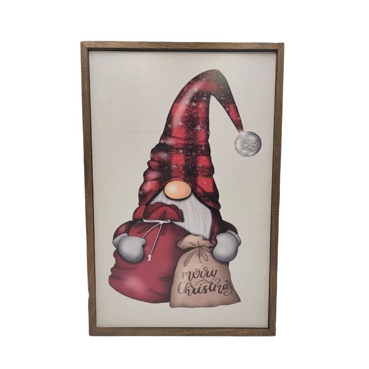 12x18 Christmas Gnome With Presents - Home Décor Accent for wholesale by Driftless Studios