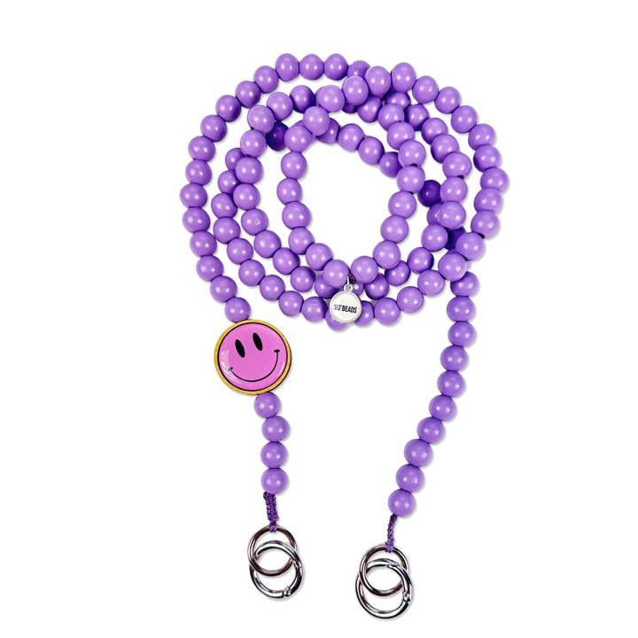 Collana per cellulare lilla con spilla sorridente in legno per la vendita all'ingrosso da parte di Escapulario