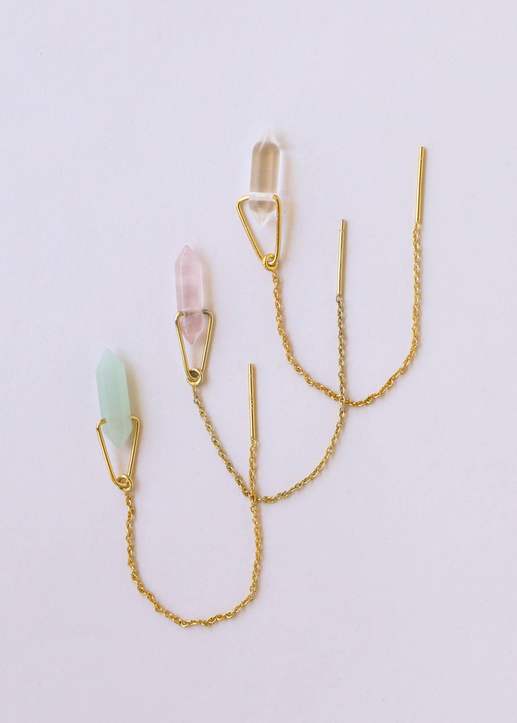 JaxKelly - Vendita all'ingrosso Orecchini pendenti - Threader - Quarzo rosa - Orecchini in oro7