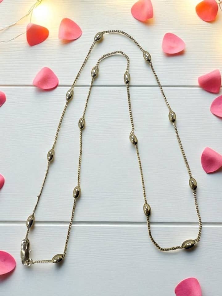 Oval Bead 14k Gold Electroplated Chain for wholesale by Divina Jewelry & Accessories LLC